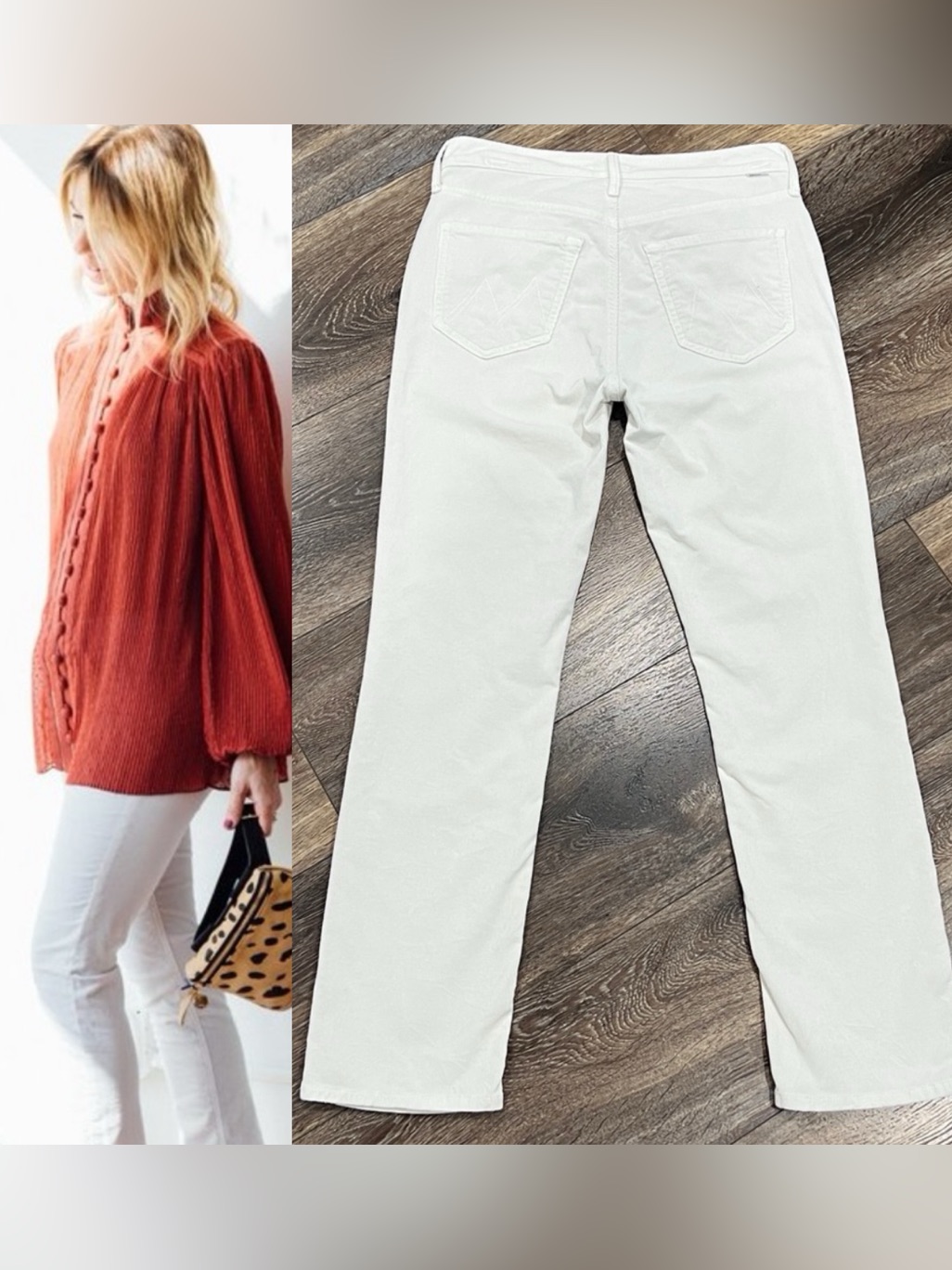 Mother Corduroy The Mid Rise Dazzler Hopscotch Pants In Chalk Wash